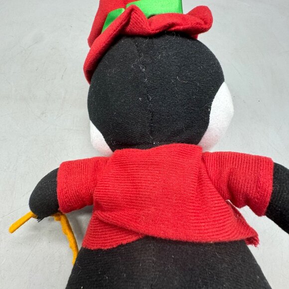 Vintage Christmas Penguin Plush Toy In Red Santa Outfit With Bow Tie & Hat READ - Picture 6 of 6
